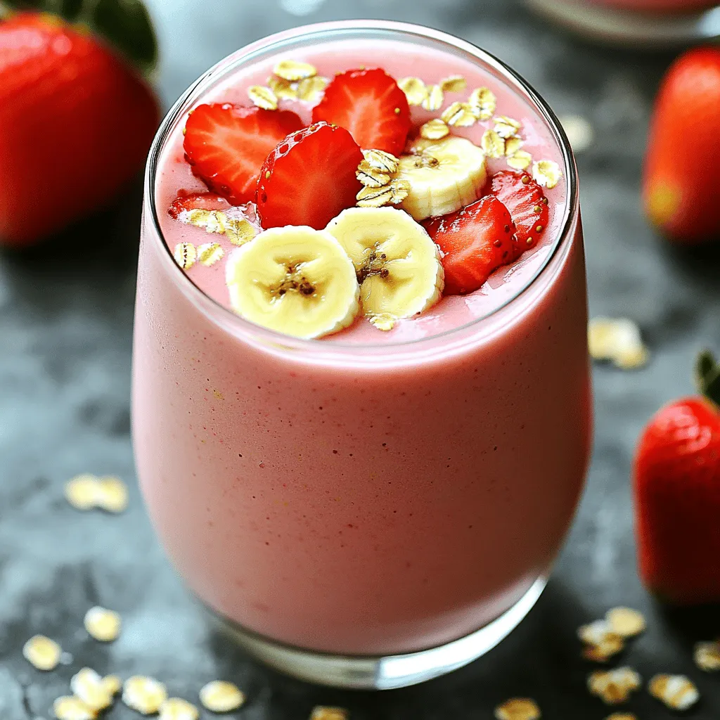 Strawberry Banana Oat Smoothie Simple Refreshing Drink