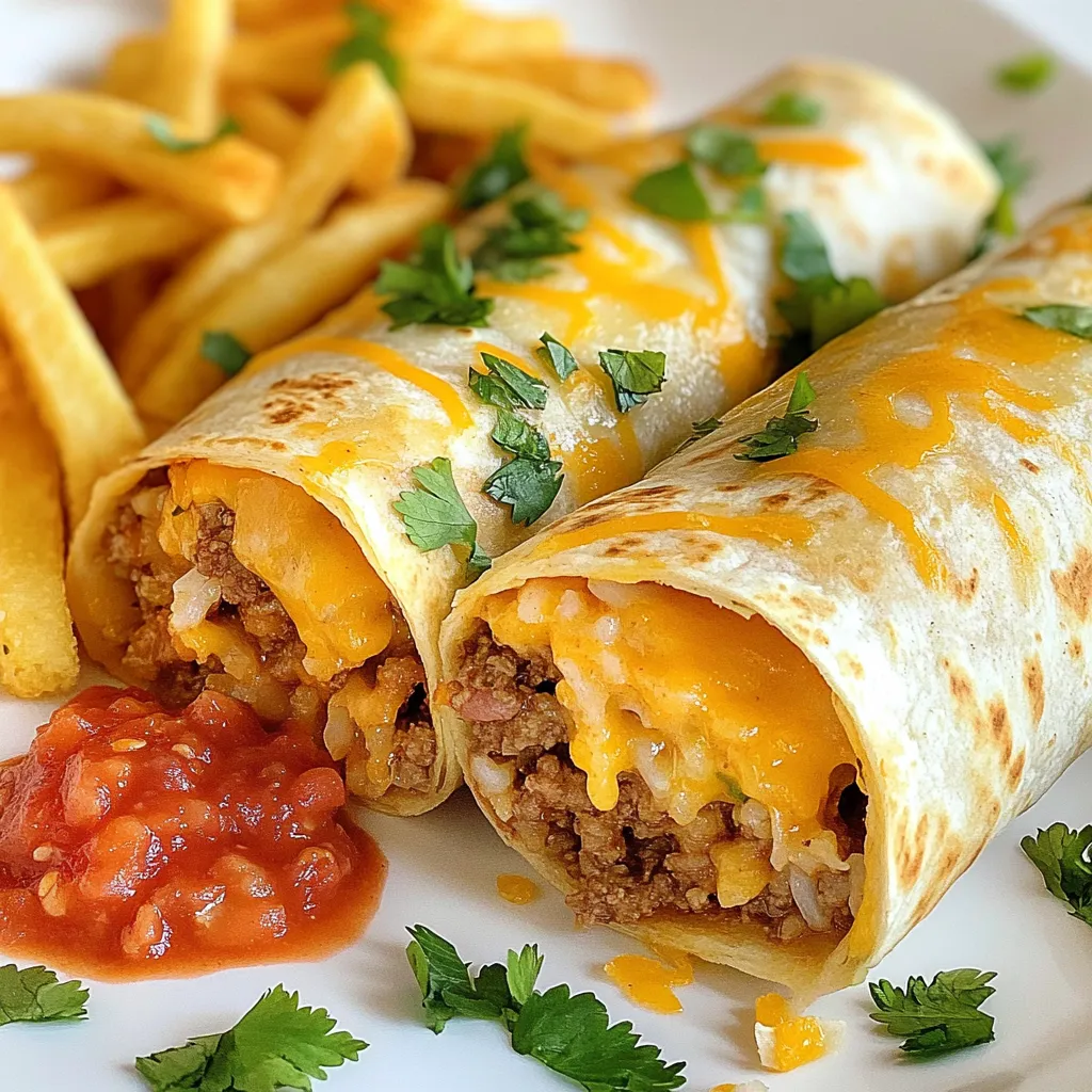 Cheesy Beef Burritos with Fries Easy Meal Idea