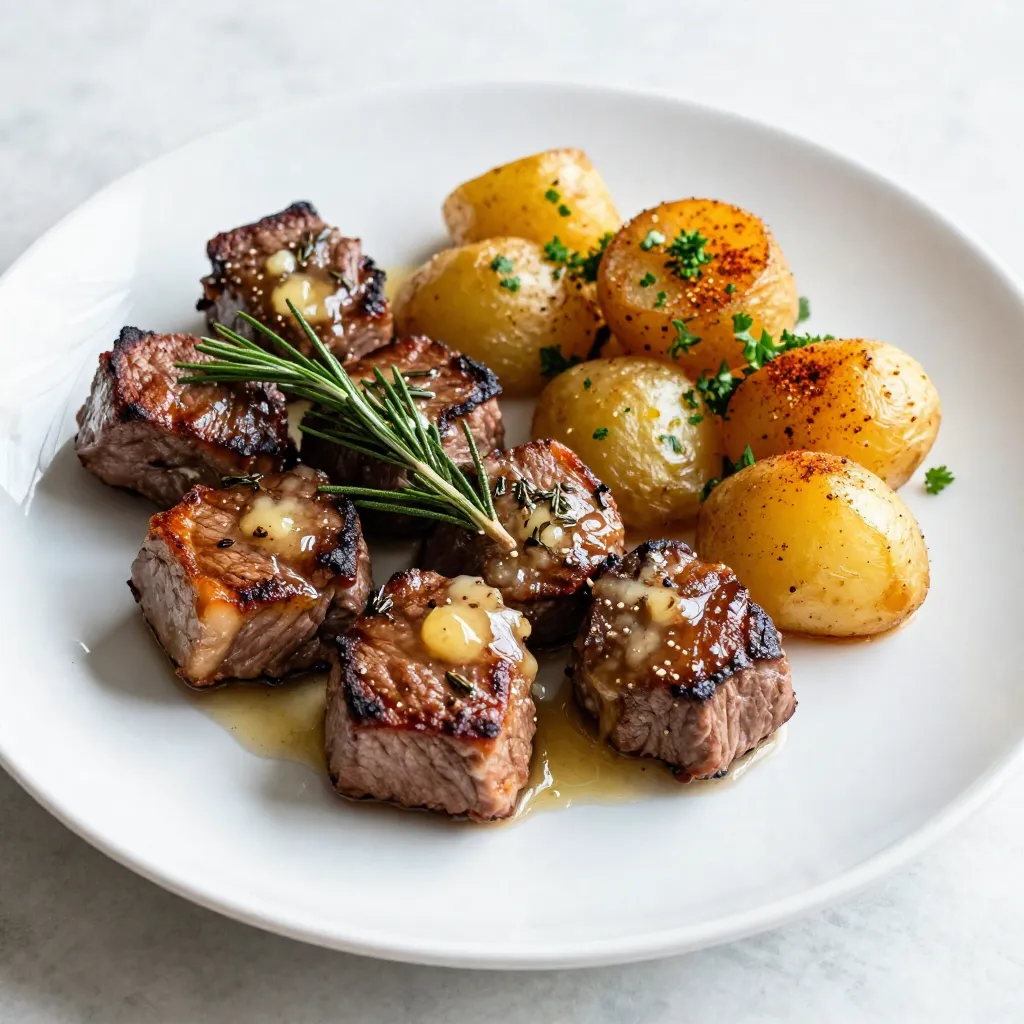 Garlic Butter Steak Bites with Potatoes for Dinner