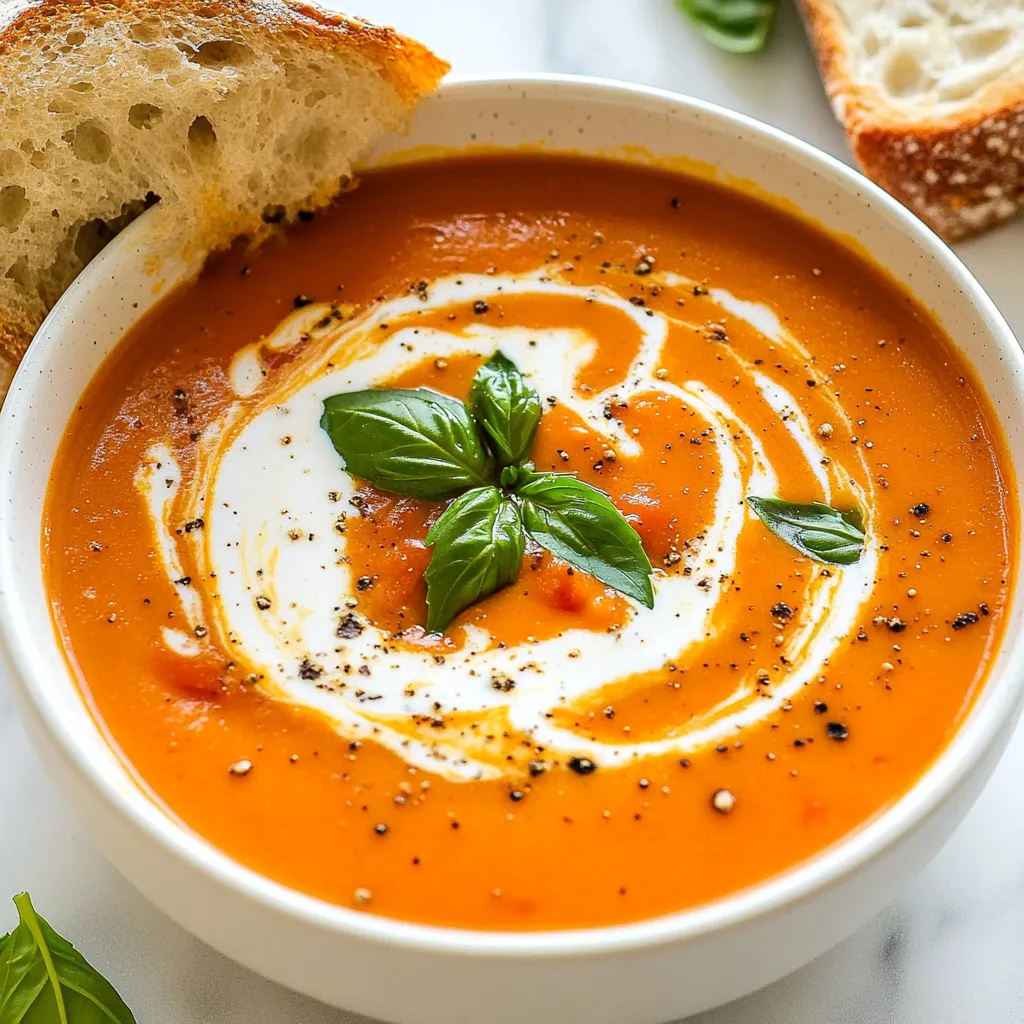 Vegan Creamy Tomato Basil Soup Rich and Flavorful Dish