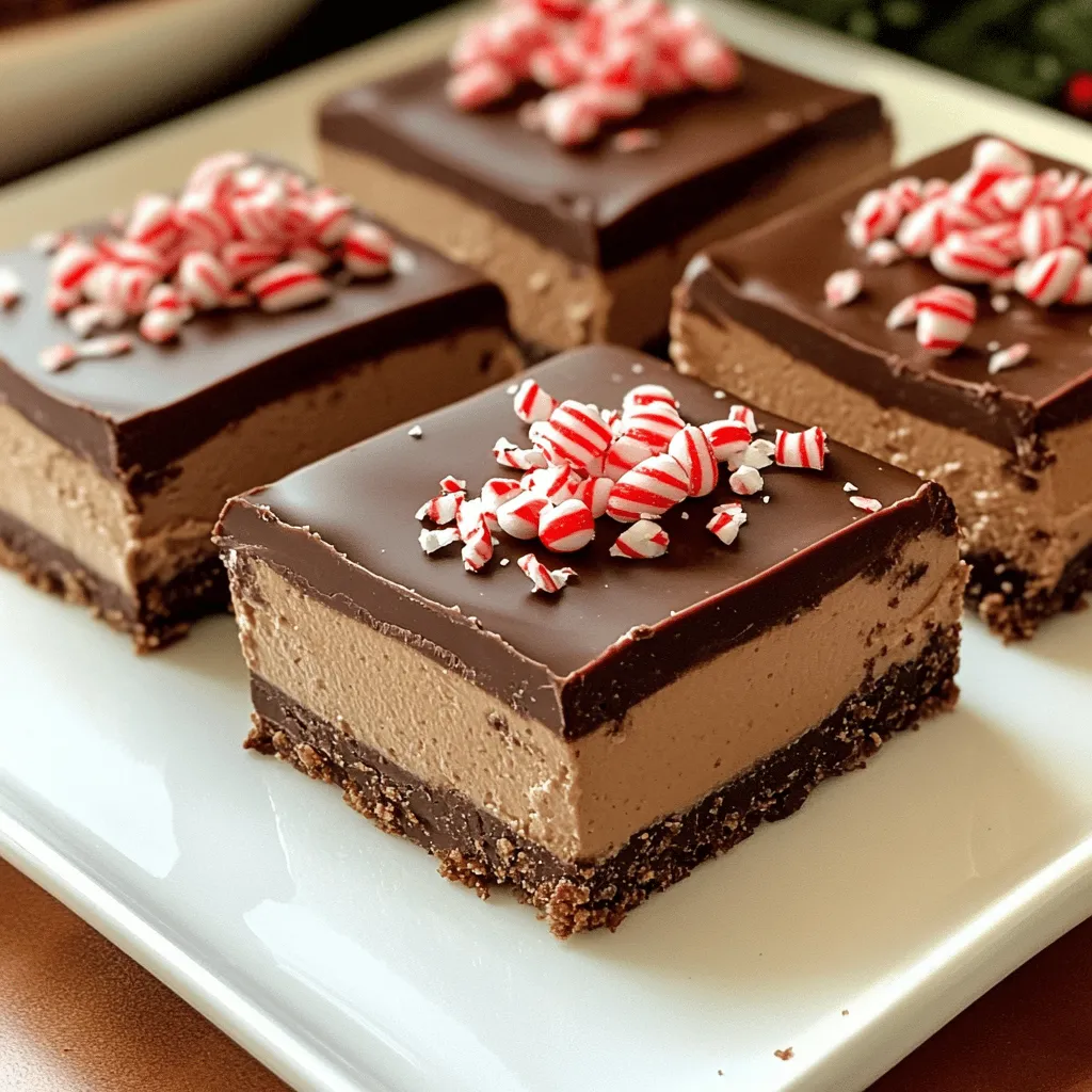 No Bake Chocolate Peppermint Cheesecake Bars Delight