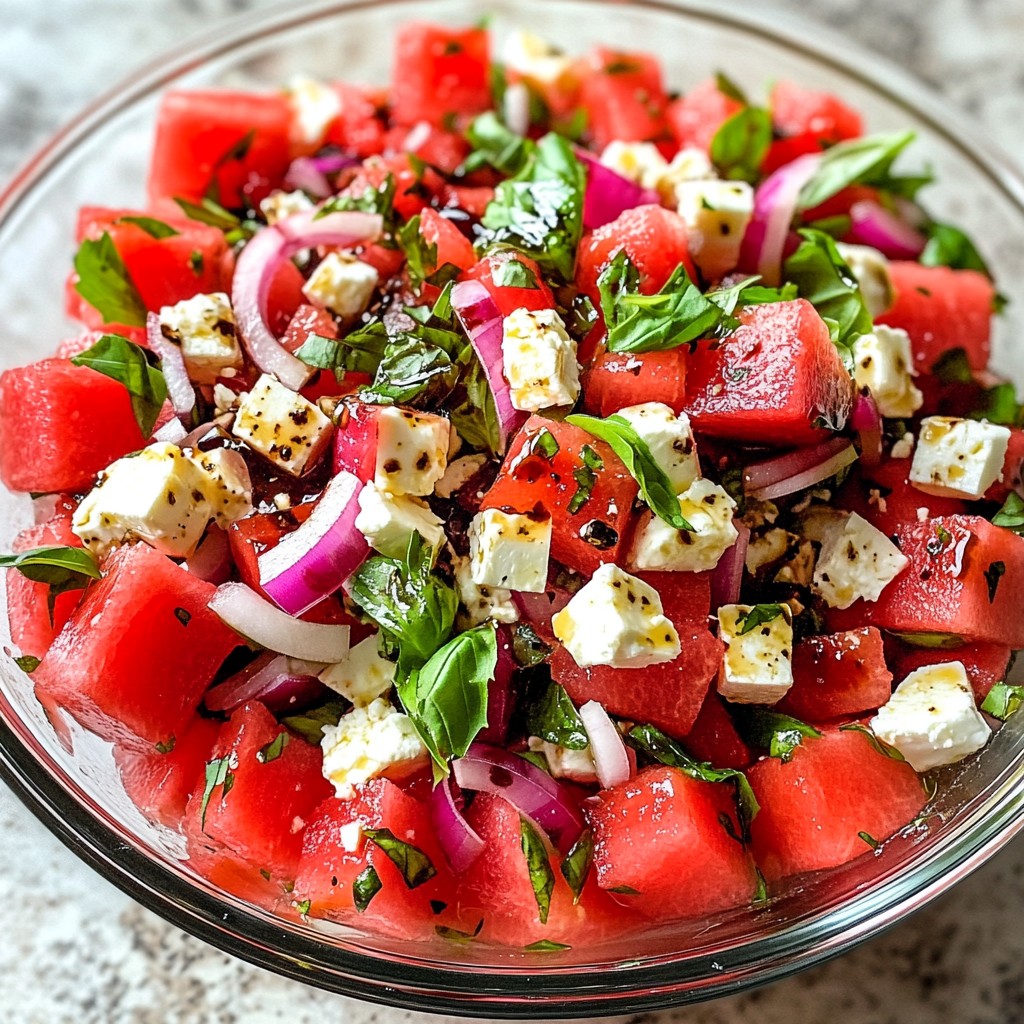 Watermelon Feta Basil Salad Fresh and Flavorful Dish