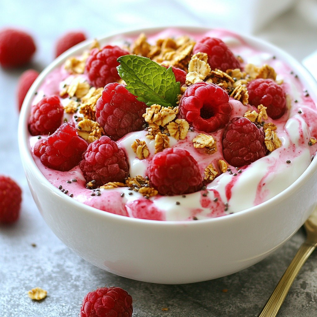 Fluffy Fast Cooking Raspberry Chia Yogurt Bowl Recipe