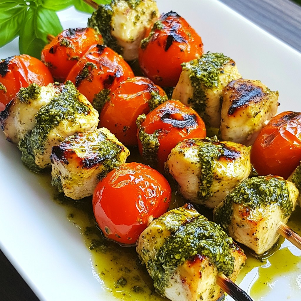Simple Recipes Pesto Chicken & Tomato Skewers Delight