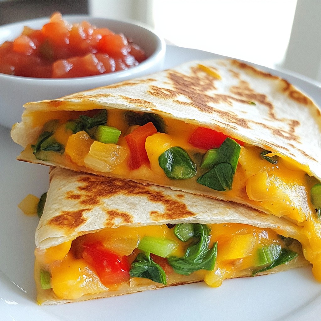Fast Cooking Veggie & Cheese Breakfast Quesadilla