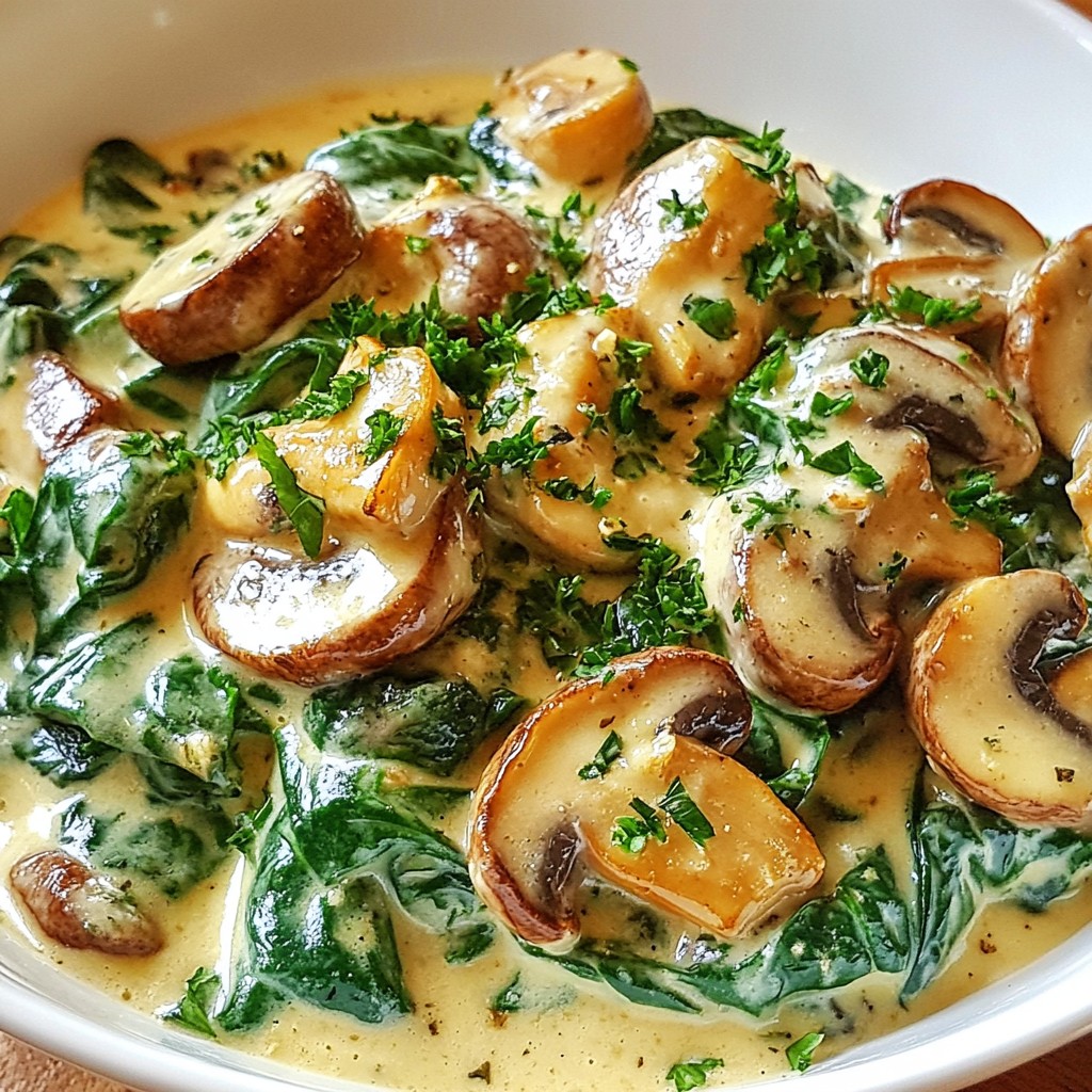 Creamy Spinach Garlic Mushrooms Savory Delight Recipe