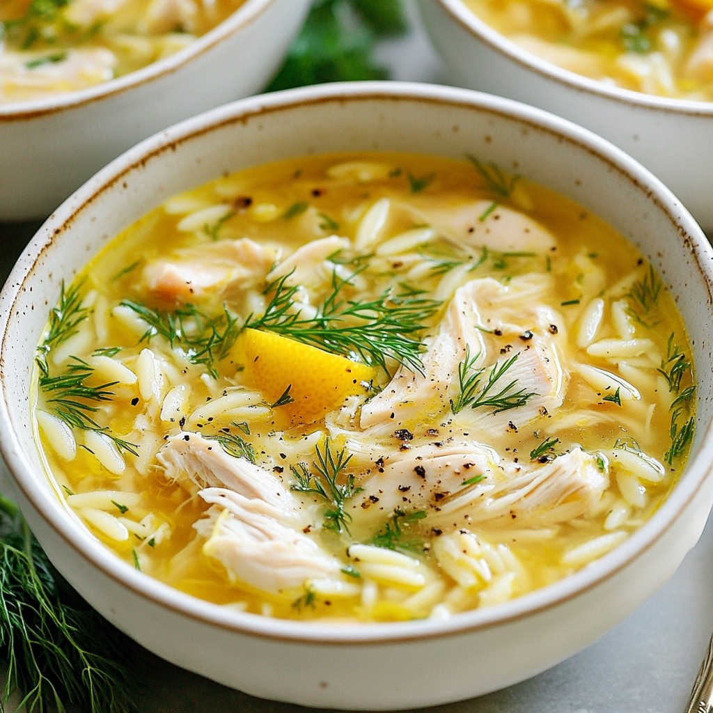 Greek Lemon Chicken Soup Avgolemono Comfort Dish