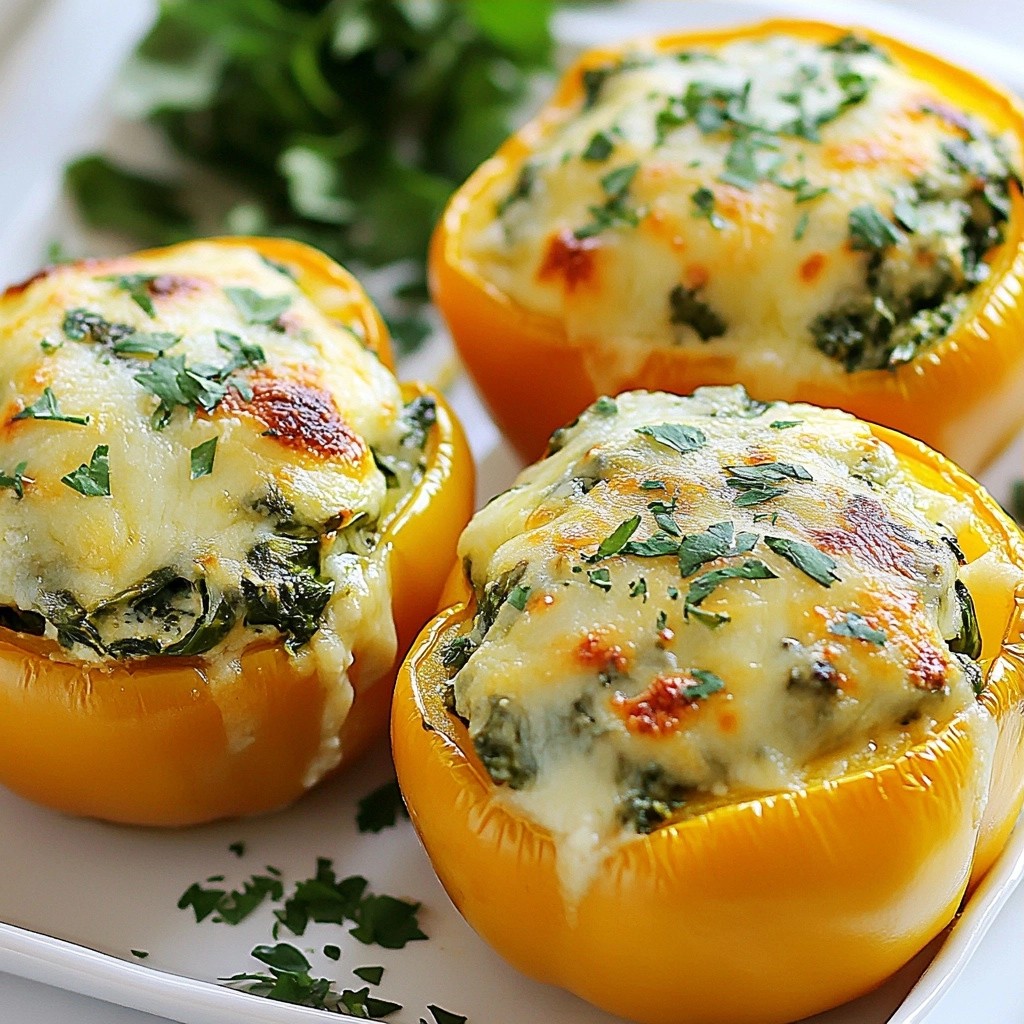 Easy Meals Cheesy Spinach Stuffed Bell Peppers Recipe