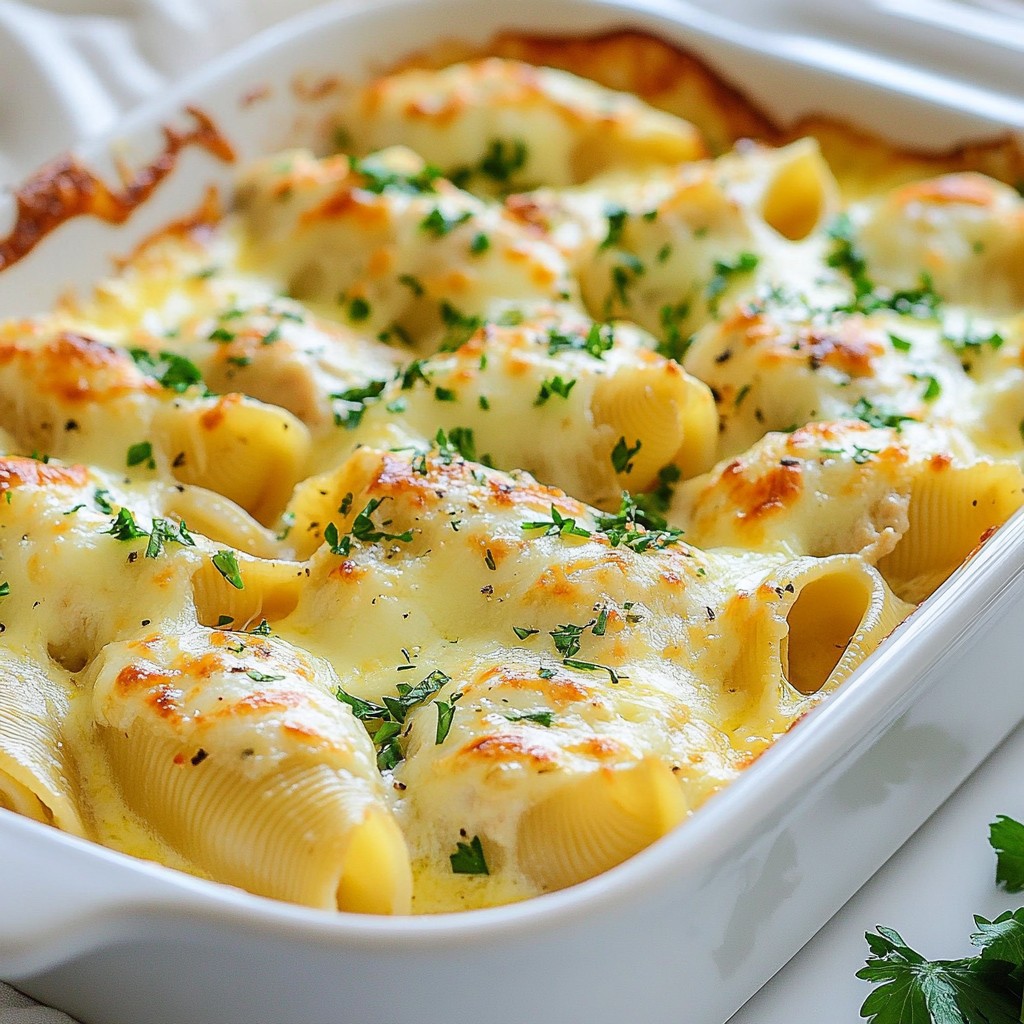 Savory Chicken Alfredo Stuffed Shells Recipe